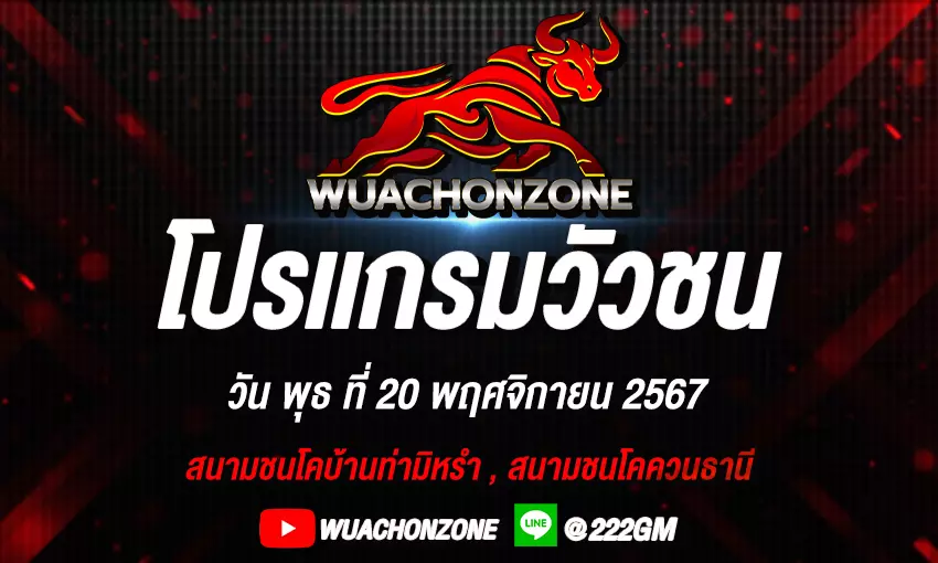 โปรเเกรมวัวชน วันที่ 20 พฤศจิกายน 2567