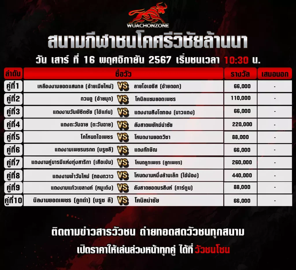 โปรแกรมวัวชนสนามศรีวิชัยล้านนา