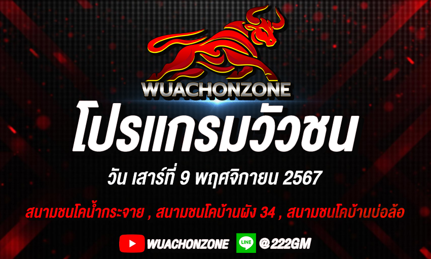 โปรแกรมวัวชน วันที่ 9 พฤศจิกายน 2567