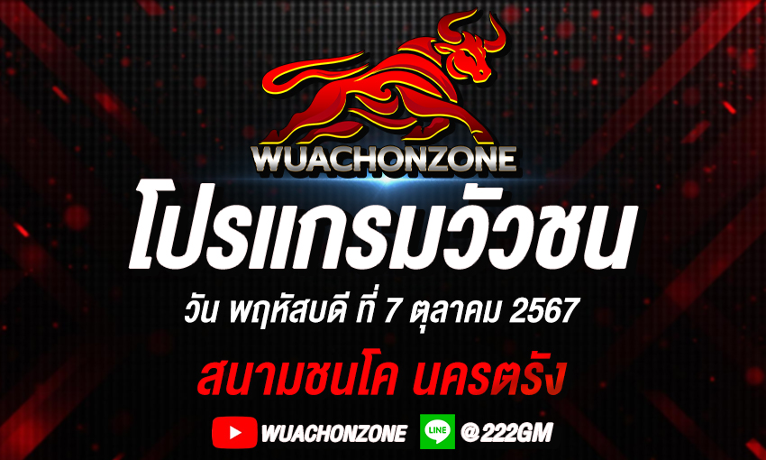 โปรแกรมวัวชน 10 คู่ นครตรัง วันที่7
