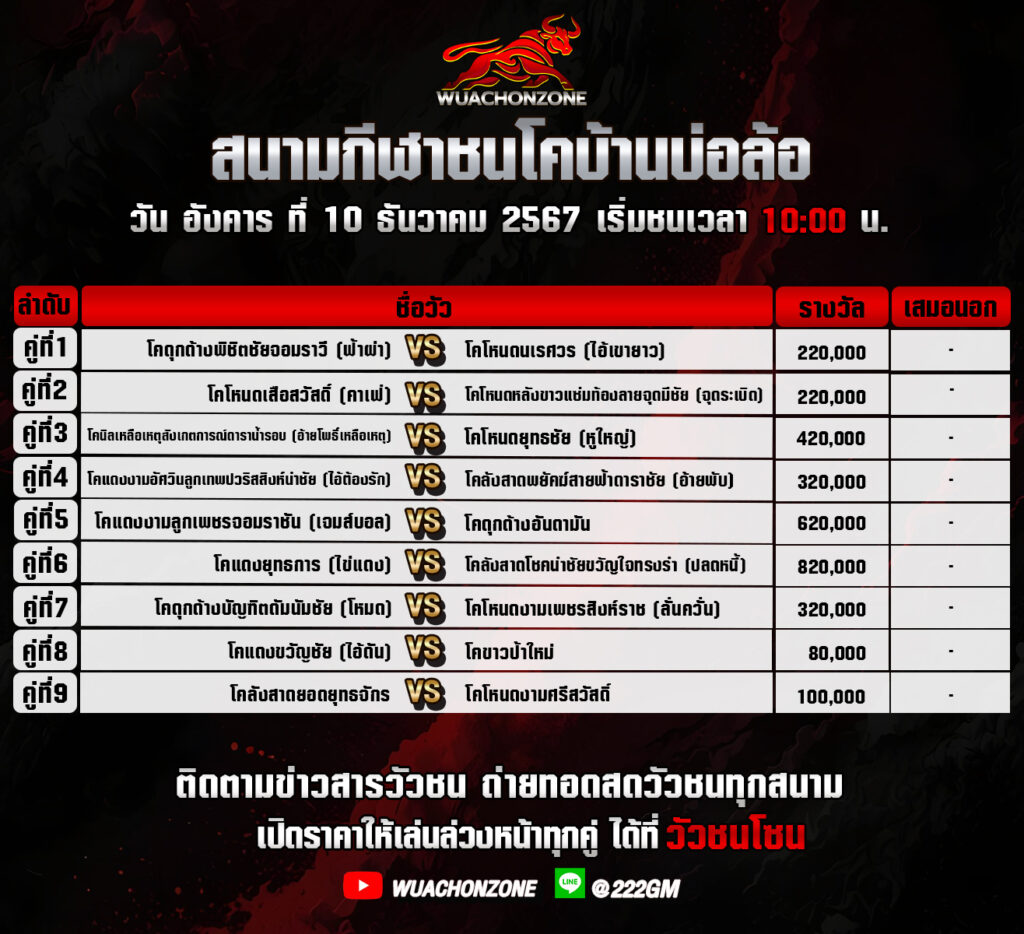 โปรแกรมวัวชน สนามบ้านบ่อล้อ