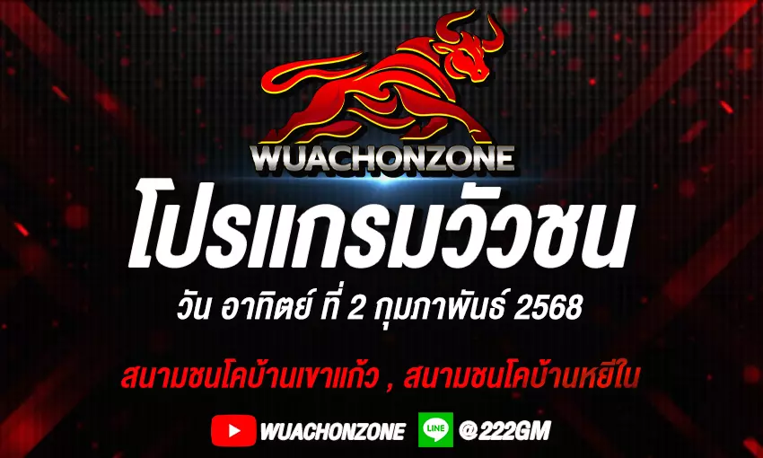 โปรแกรมวัวชน วันที่ 2 กุมภาพันธ์ 2568