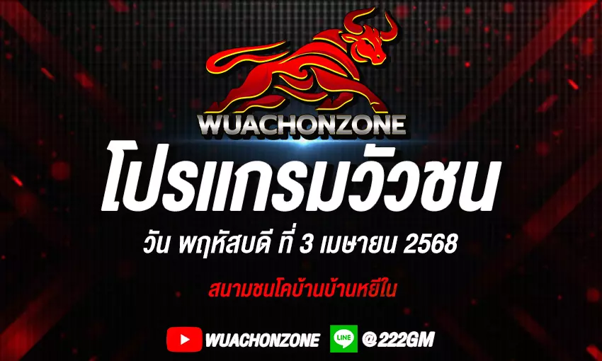 โปรแกรมวัวชน วันที่ 3 เมษายน 2568